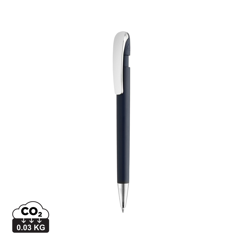 Stylo personnalisé à clip métal recyclé GRS Glid Bleu marine